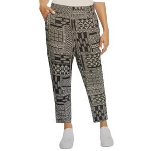Jessica Simpson Print Pull On Cropped Pants Black Large